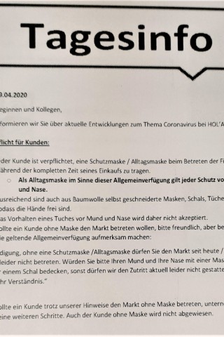 Ende April, auf der Höhe der Corona-Angst, bekamen die Mitarbeiter diese Ansage