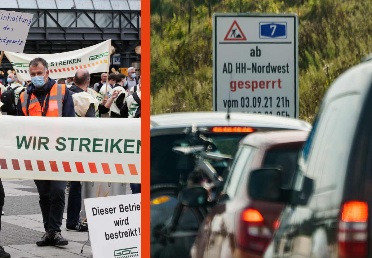 Hamburg A7 Autobahn Sperrung Bahn Streik Wochenende Stau verkaufsoffen