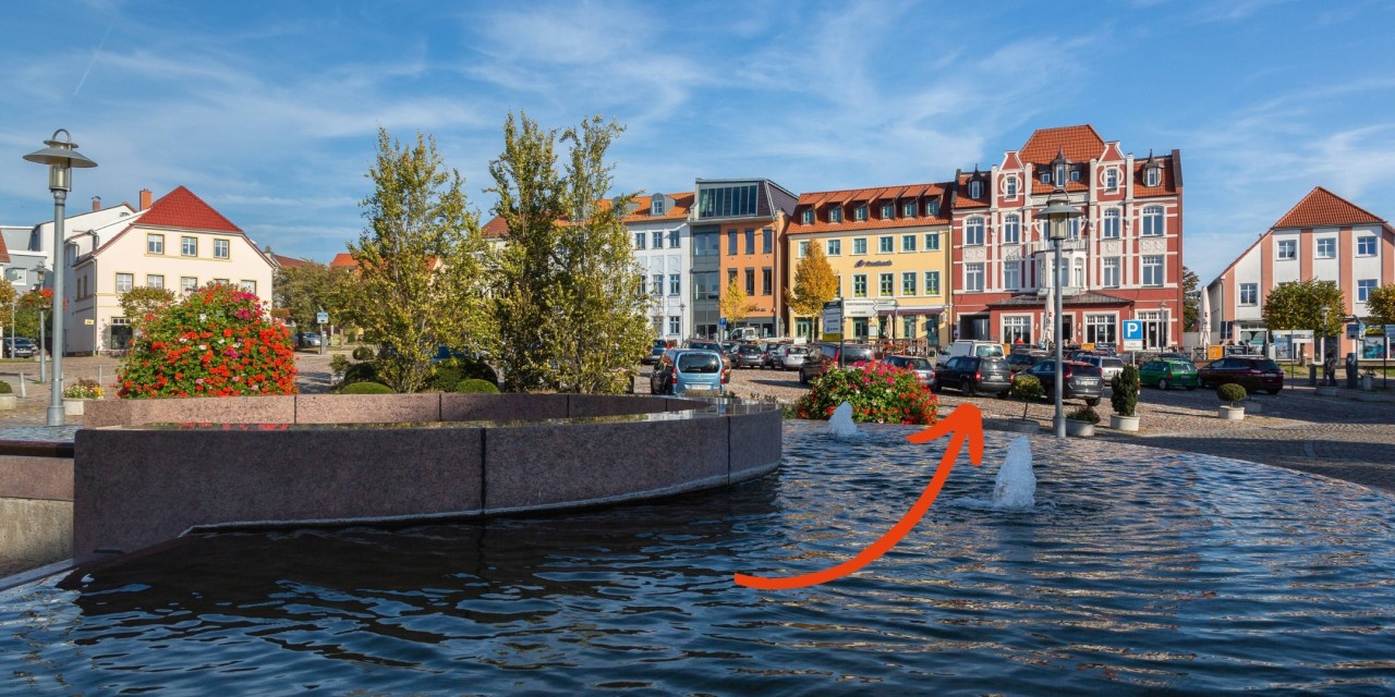 Der Marktplatz in Bergen auf Rügen.