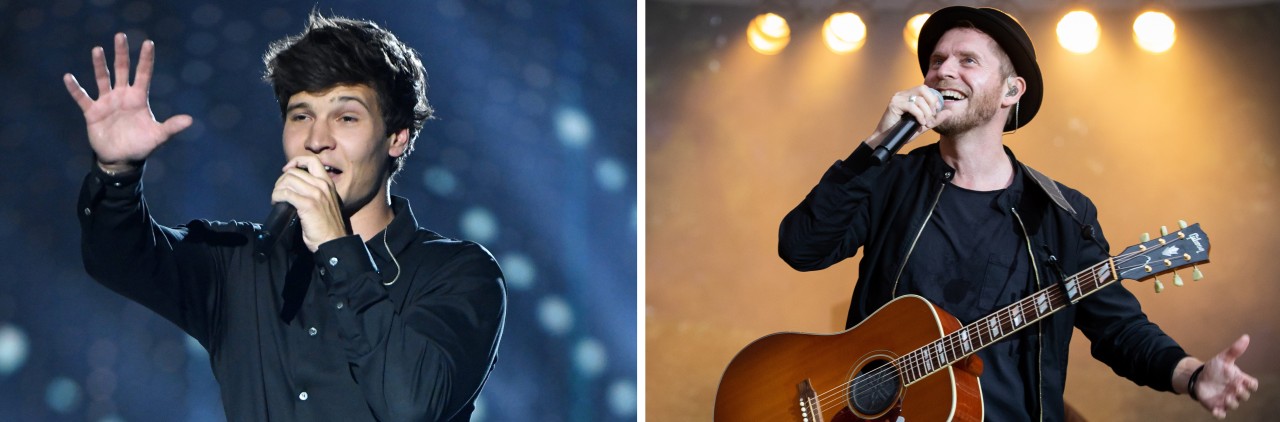 Die beiden Sänger Wincent Weiss (l.) und Johannes Oerding (r.) haben ihren gemeinsamen Song „Die guten Zeiten“ an einem ungewöhnlichen Ort aufgenommen: in einer Sauna in Sankt Peter-Ording.