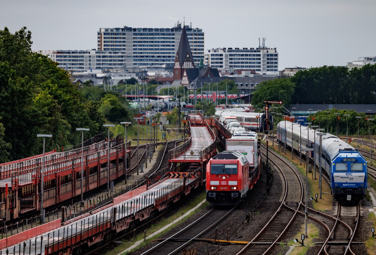 Blick auf den Bahnhof von Westerland auf Sylt.