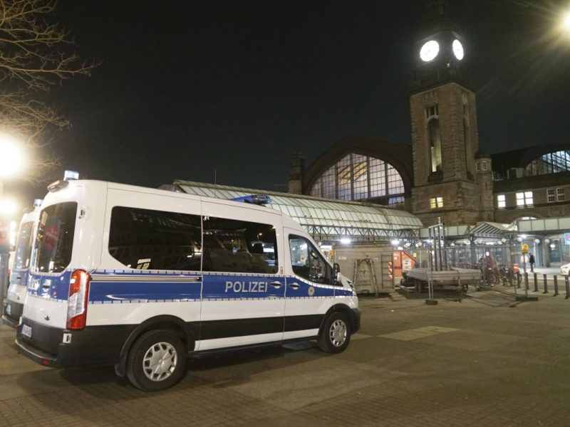 Ein Streifenwagen vor dem Hamburger Hauptbahnhof, Symbolbild